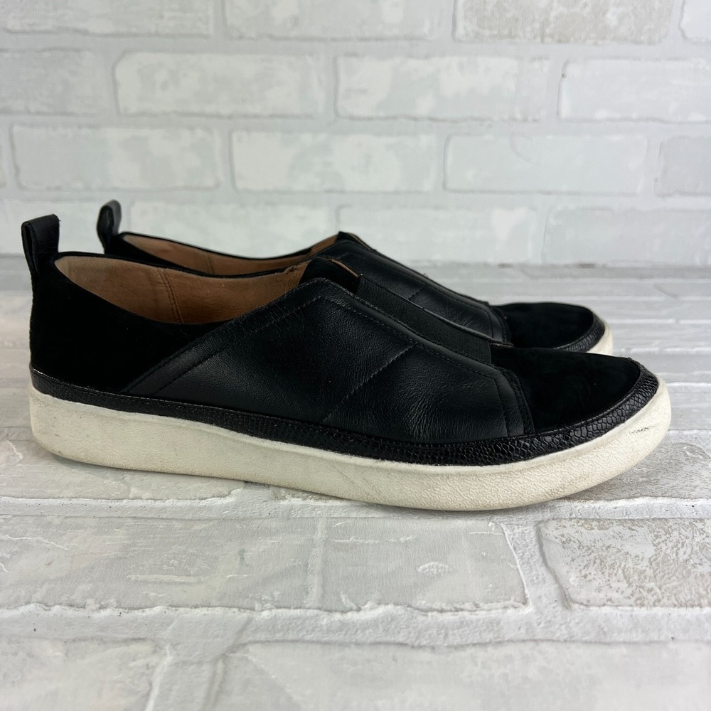 Vionic Zinah Slip On Sneakers Shoes Womens 9.5 Black Nubuck Leather Comfort 40.5 - Picture 2 of 13